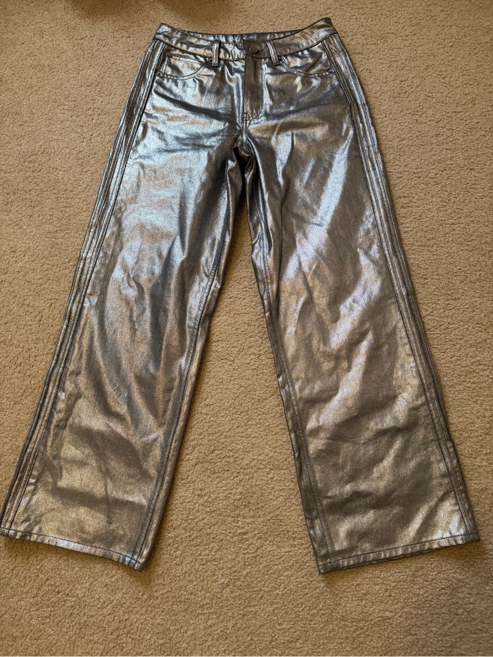Adidas Metallic Silver Firebird Jeans